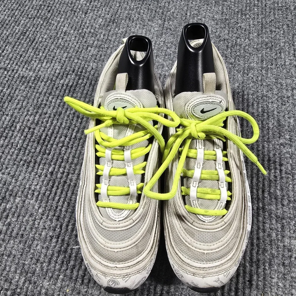 Nike Air Max 97 Shoes 6.5Y Womens Size 8 White Volt Gray Reflective‎ 921522-108